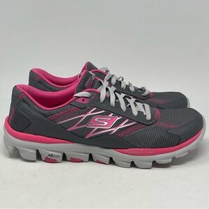 Skechers Go Run 2 Shoes Womens 11 Gray Pink Mesh Lightweight Running Sneakers